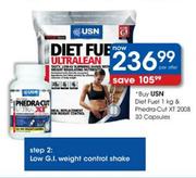 USN Diet Fuel-1kg & Phedra-Cut XT 2008 Capsules-30's Per Offer