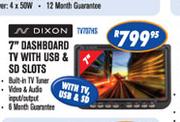 N Dixon 7" Dashboard TV With USB & SD Slots
