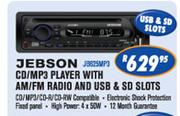 Jebson CD/MP3 Player With AM/FM Radio & USB & SD Slots
