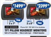 Dixon TFT Pillow Headrest Monitors-2x7"