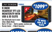 N-Dixon 9 Inch Headrest TFT LCD MOnitor/TV With USB & SD Slots