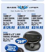 N-Dixon 340W  6 x 9" 3-Way Coaxial Speakers