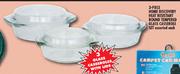 3 Piece Home Discovery Heat Resistant Round Tempered Glass Casserole Set With Lids