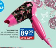 Accessorize Mini Travel Hairdryer With Foldable Handle-RSHO15042