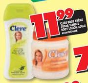 Clere Body Creme 300ml/Hand & Body Lotion 400ml Assorted-each