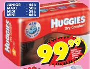Huggies Dry Comfort Disposable Nappies-44's/50's/58's/66's per pack