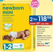 Clicks Newborn Value Pack Disposable Nappies-2nos of 42 Pack