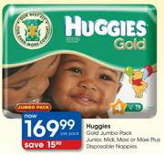Huggies Gold Jumbo Pack Junior, Midi, Maxi Or Maxi Plus Disposable Nappies-Per Pack