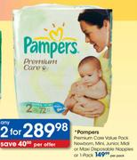 Pampers Premium Care Value Pack Newborn,Mini,Junior,Midi Or Maxi Disposable Nappies-2 Pack