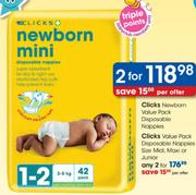 Clicks Value Pack Disposable Nappies Midi,Maxi Or Junior-2's