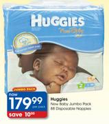 Huggies New Baby Jumbo Pack 88 Disposable Nappies