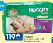 Huggies Gold Slip On 30, 32 or 34 Disposable Nappies Pack