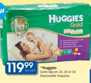 Huggies Gold Slip-On 30,32 Or 34 Disposable Nappies-Per Pack