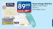 Nivea Visage Q10 Plus Night Or Day Cream-50ml Or Eye Cream-15ml Each