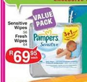 Pampers Sensitive Wipes 56/Fresh Wipes 64-each