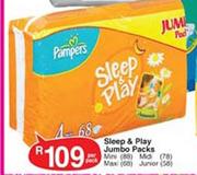 Pampers Sleep & Play Jumbo Packs-88/78/68/58 per pack