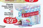 Cherubs Classic Wipes Value Pack-60 x 4 or Eco Wipes Value Pack-72 x 4-each