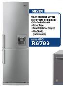 LG Silver Fridge With Bottom Freezer (GR-F429BLQK)-296l