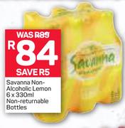 Savana Non Alcoholic Lemon (Non Returnable Bottles) 6X330ml-Per Pack