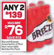 Bacardi Breezer (Non Returnable Bottles) 6X275ml-Per Pack