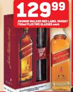 Johnnie Walker Red Label Whisky-750ml Plus Two Glasses Each
