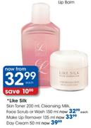 Like Silk Skin Toner-200ml, Cleansing Milk, Face Scrub Or Wash-150ml Each