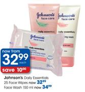 Johnson's Daily Essentials Face Wipes-25's Each