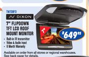 Dixon 7" Flipdown TFT LCD Roof Mount Monitor