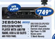 Jebson DVD/CD/MP4/MP3 Player With AM/FM Radio,USB & SD Sluts And Fixed Panel