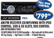 Dixon AM/FM Receiver CD/MP3/WMA With Ipod Control,USB & SD Slots,RDS Control And Detachable Face