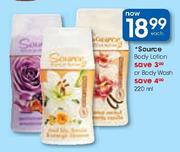 Source Body Lotion Or Body Wash-220ml Each