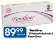 Femiliner 10 Natural Medicated Panty Liners-Per Pack