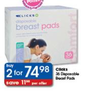 Clicks Disposable Breast Pads-2x36 Per Pack