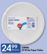 Clicks 50 White Paper Plates-Per Pack