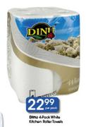 Dinu White Kitchen Roller Towels-4 Pack