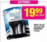 Great Value AA Alkaline Batteries-4 Pack