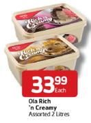 Ola Rich n' Creamy Assorted-2L Each