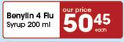 Benylln 4 Flu Syrup-200ml Each