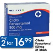 Clicks Paracetamol 500mg Tablets-2x24's