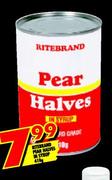 Riterbrand Pear Halves in Syrup-410g
