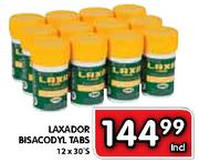 Laxador Bisacodyl Tabs-12x30's