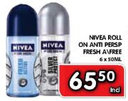 Nivea Roll On Anti Persp Fresh A/Free - 6x40ml
