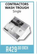 Contractors Wash Trough Single - Each