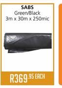 SABS Green/Black 3mX30mX250mic-Each