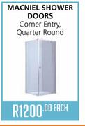 Macniel Shower Doors Corner Entry, Quarter Round - Each