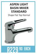 Aspen Light Basin Mixer Standard Shape Flat Top Normal-Each