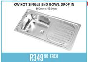Kwikot Single End Bowl Drop In(860x435mm)-Each