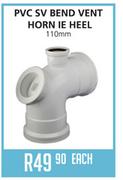 PVC SV Bend Vent Horn IE Heel-110mm Each