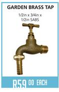 Garden Brass Tap(1/2x3/4x1/2in SABS)-Each
