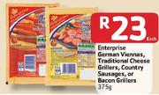 Enterprise German Viennas, Traditional Cheese Grillers, Country Sausages Or Bacon Grillers-375G Each